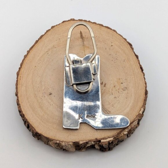 Native American Western Cowboy Boot with Coral Stone Key Fob Handmade Accessory* - Picture 5 of 6